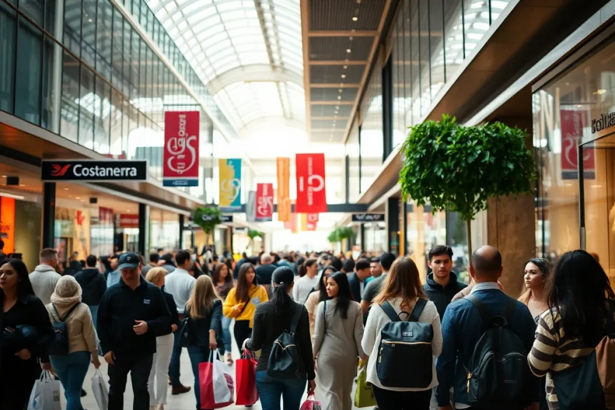 gente de compras en el costanera center de chile